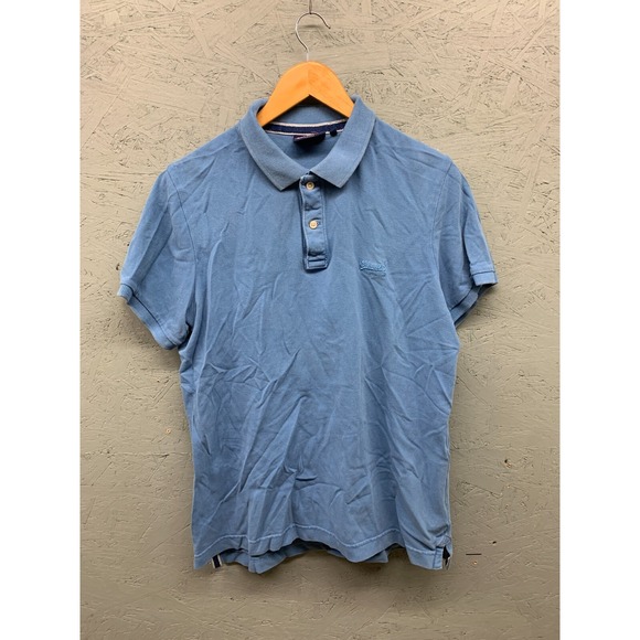 Superdry Men's 2XL Blue Polo Shirt Premium Embroidered Logo 100% Cotton - Picture 1 of 7
